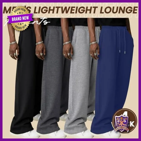 4 Pack Men's Lightweight Sweatpants Athletic Wide Leg Joggers with Pockets